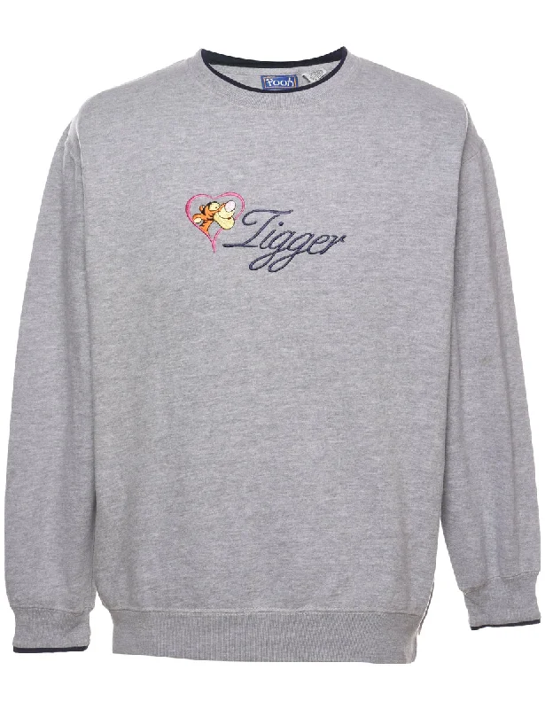 Tigger 1990s Grey Embroidered Sweatshirt - M