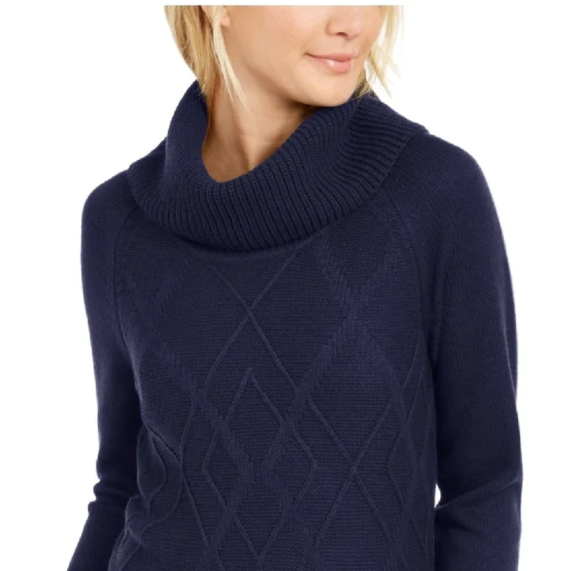 Tommy Hilfiger Women's Knit Cowl Neck Pullover Sweater Blue Size X-Small