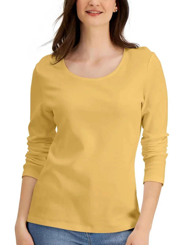 Womens Cotton Long Sleeve Pullover Top