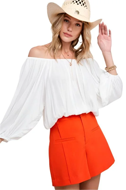 Womens Off Shoulder Bubble Sleeve Jenna Top