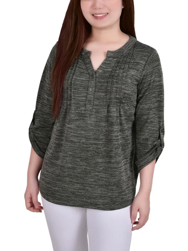 Womens Pintuck Polyester Pullover Top