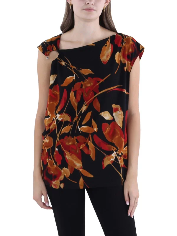 Womens Printed Sleeveless Pullover Top