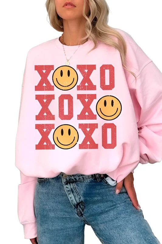 Valentine's Day Xoxo Happy Face Graphic Sweatshirt