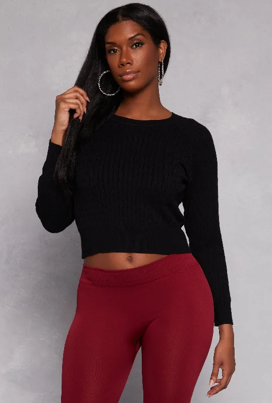 Daisy Cable Knit Cropped Sweater