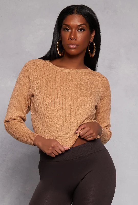 Daisy Cable Knit Cropped Sweater