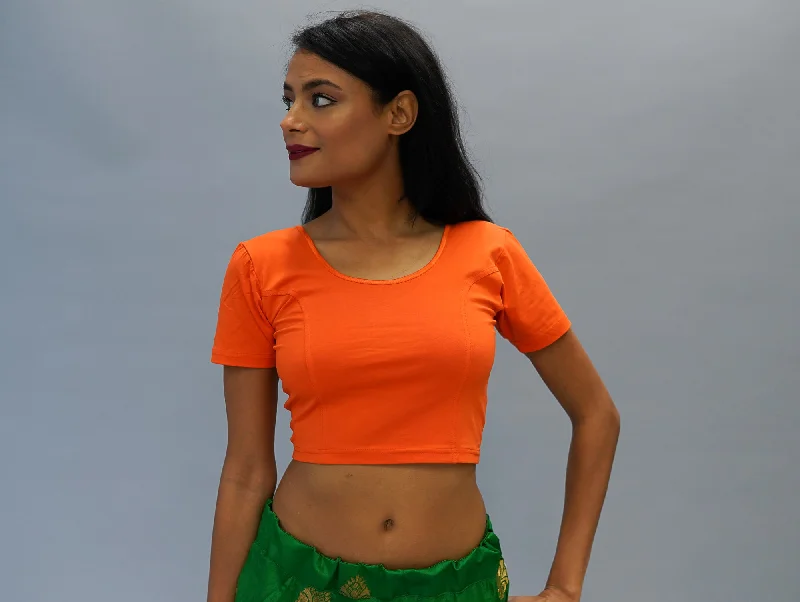 Cotton Orange Stretchy Crop Top