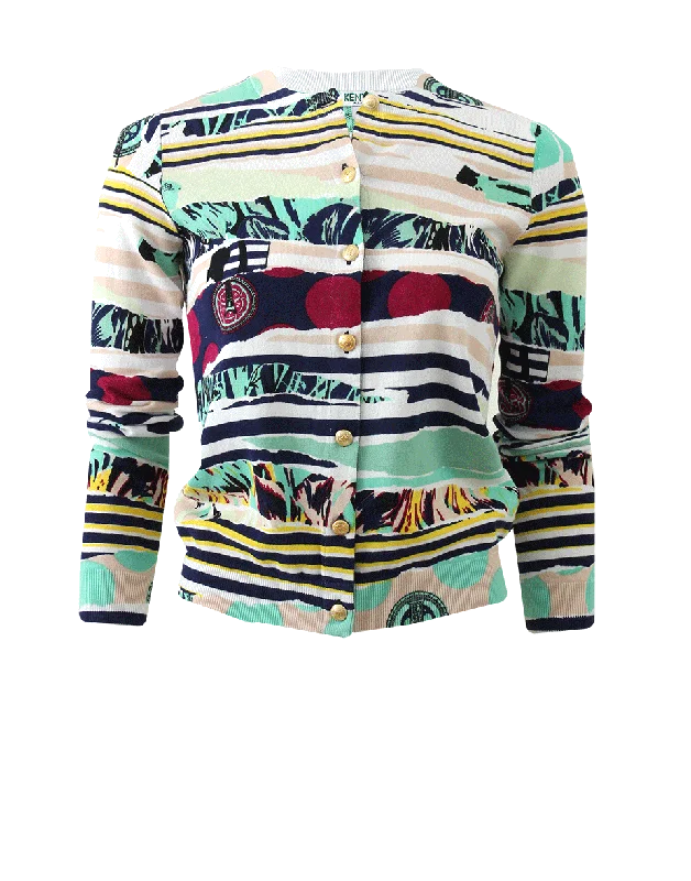 Crewneck Print Cardigan