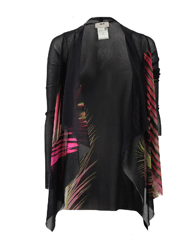 Drape Palm Print Cardigan