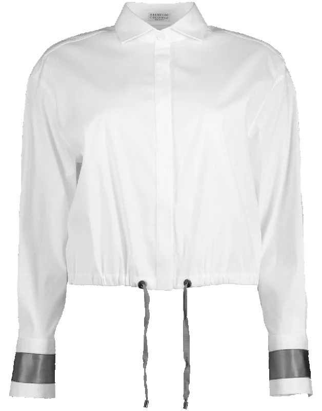 Drawstring Cropped Blouse