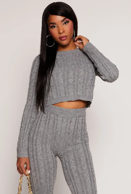 Cable Knit Cropped Sweater