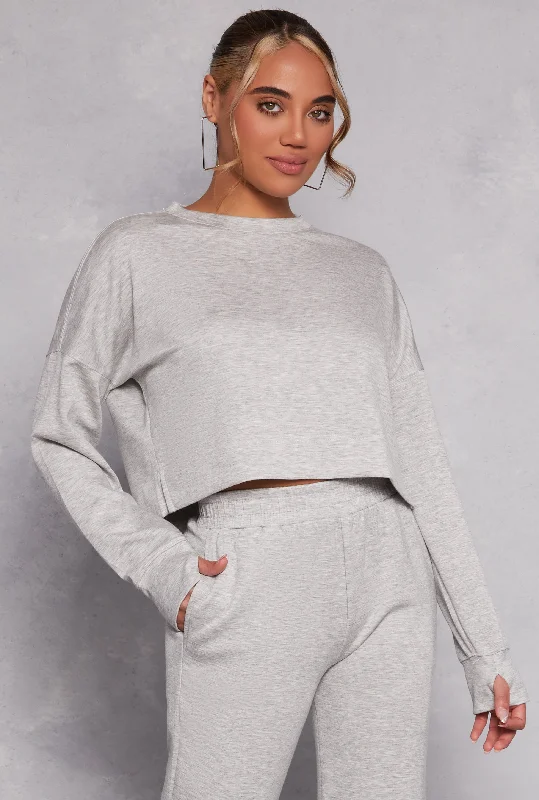 Crew Neck Long Sleeve Crop Top