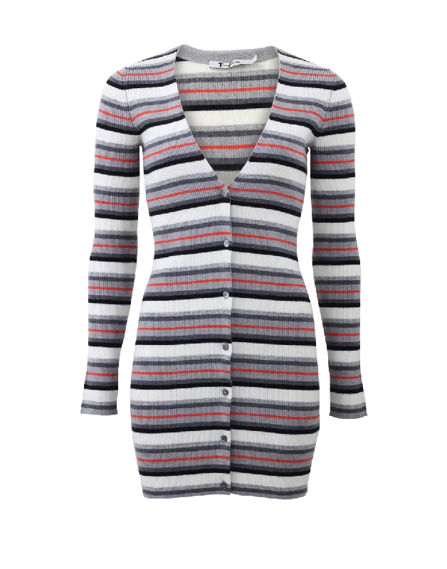 Merino Fitted Striped Cardigan