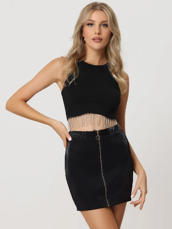 Sleeveless Summer Casual Tassel Cropped Top