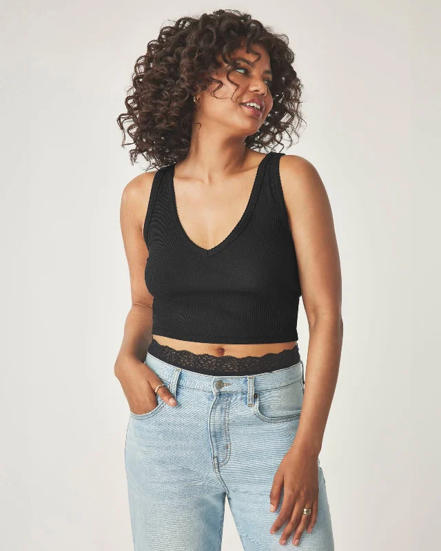 Sweet Solstice Ribbed V-Neck Crop Tank