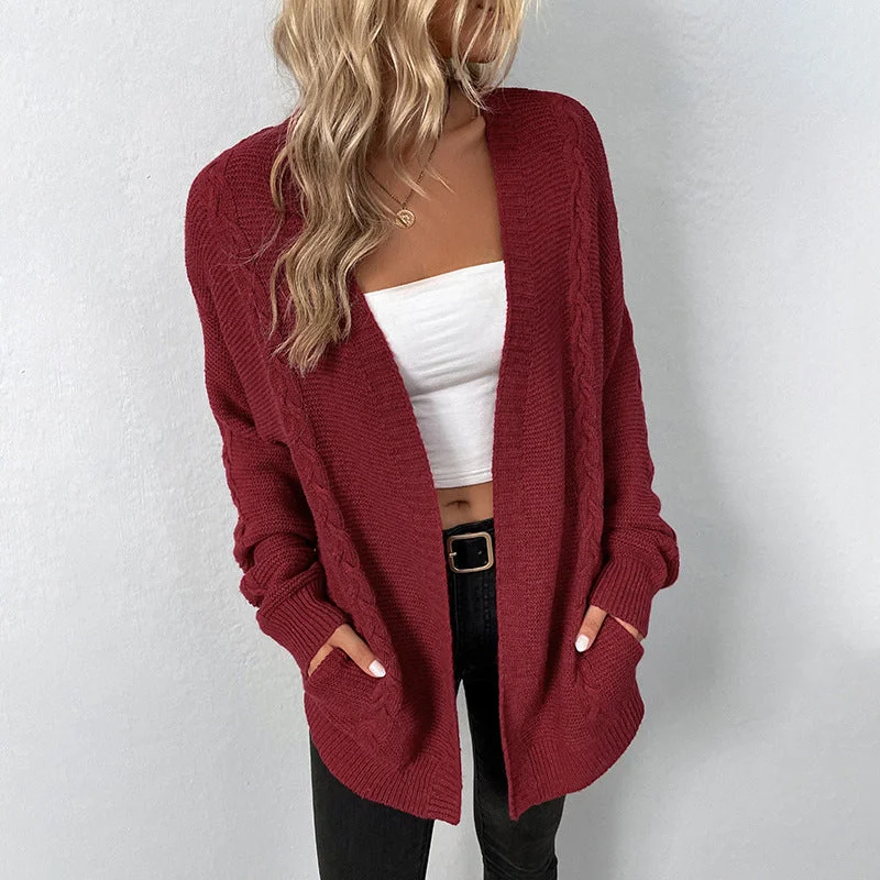 Cardigans Kniting Plain Twist for Women