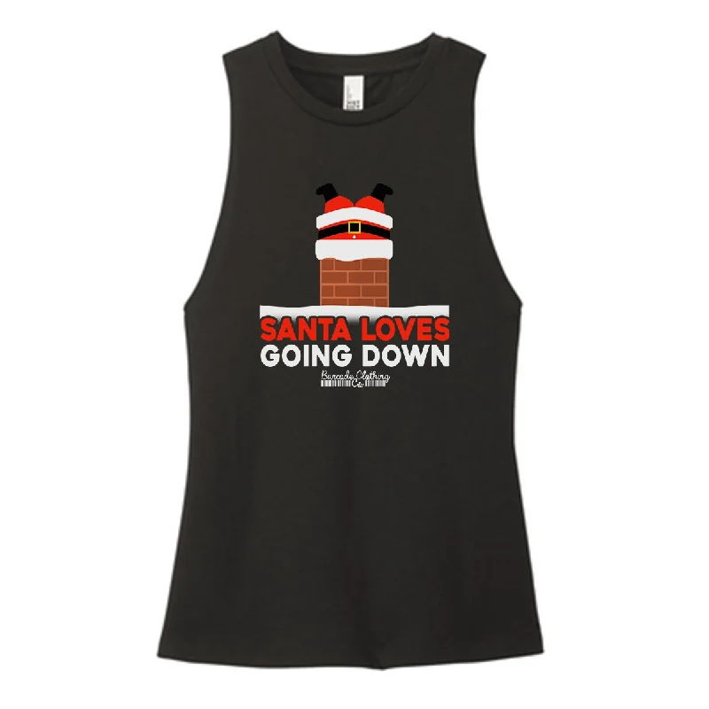 Santa Loves Going Down Color Muscle Tank